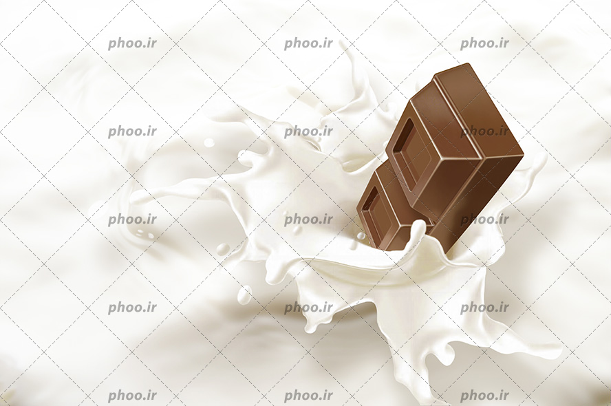 عکس با کیفیت شکلات کاکائو خوشمزه در حال غرق شدن در شیر تازه