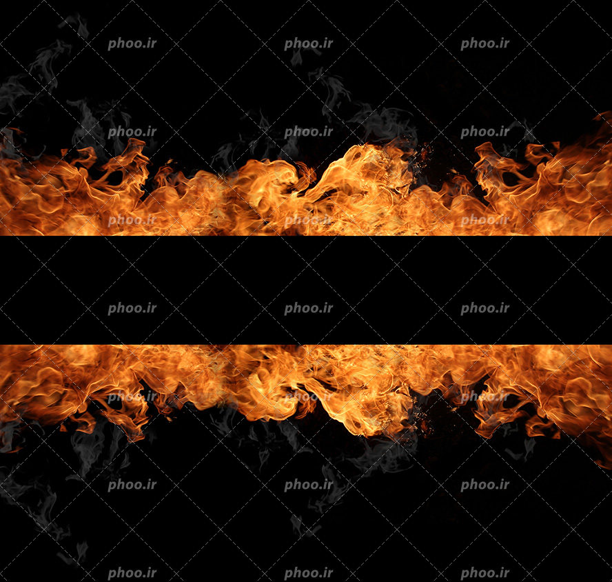 عکس با کیفیت دو خط موازی آتشین به شکل افقی در پس زمینه مشکی