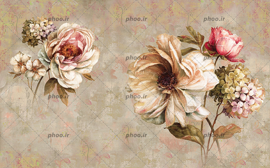 دسته گل های زیبا با گل های مختلف در کنار یکدیگر مناسب برای کاغذ دیواری و دیوارپوش ها