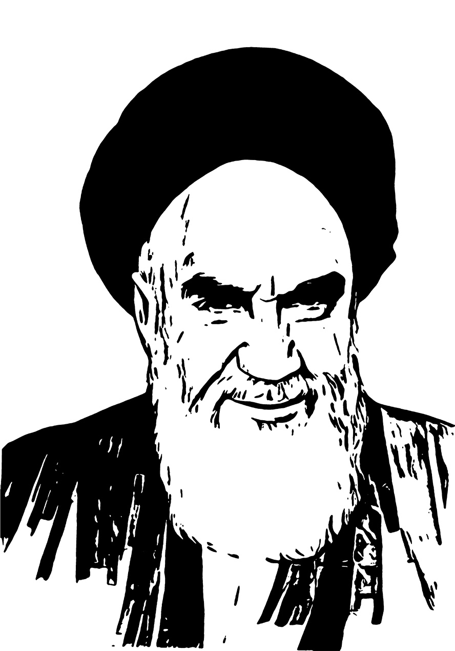 عکس با کیفیت چهره ی امام خمینی با فیلتر سیاه و سفید