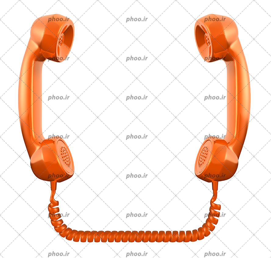 عکس دو گوشی تلفن به رنگ نارنجی که به هم وصل هستند