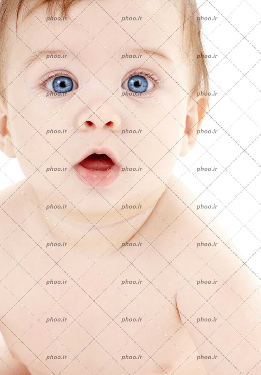 عکس یک کودک تپل زیبا با چشم های طوسی و مو های قهوه ای