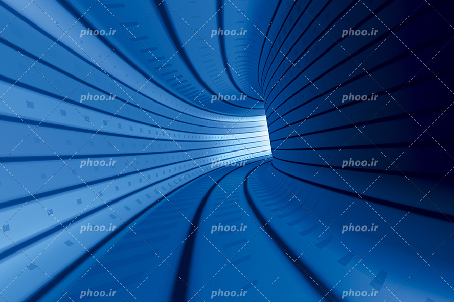 عکس با کیفیت تونل شبیه به کانال کولر به رنگ آبی مناسب برای کاغذ دیواری های سه بعدی