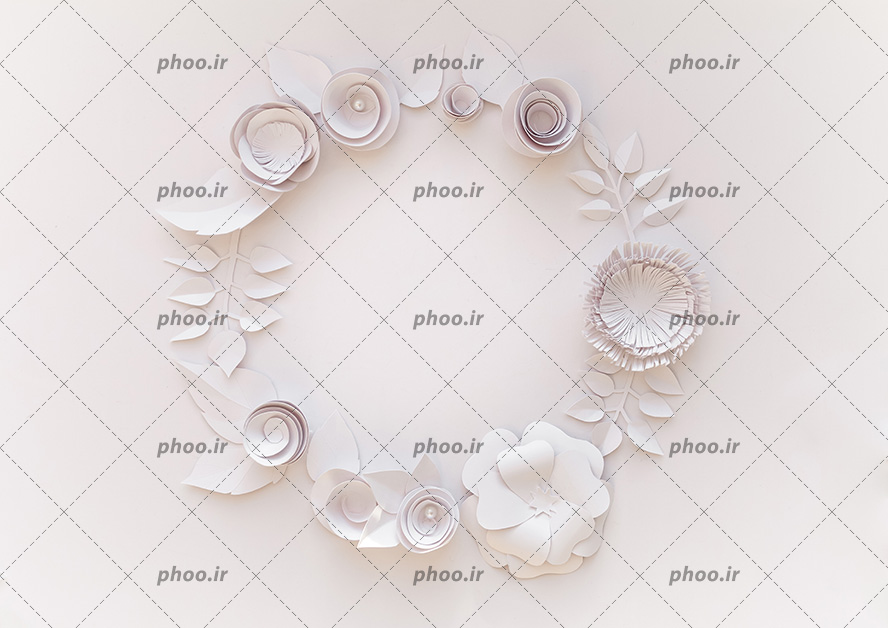 عکس با کیفیت گل های برجسته چیده شده در کنار یکدیگر به شکل دایره و قاب
