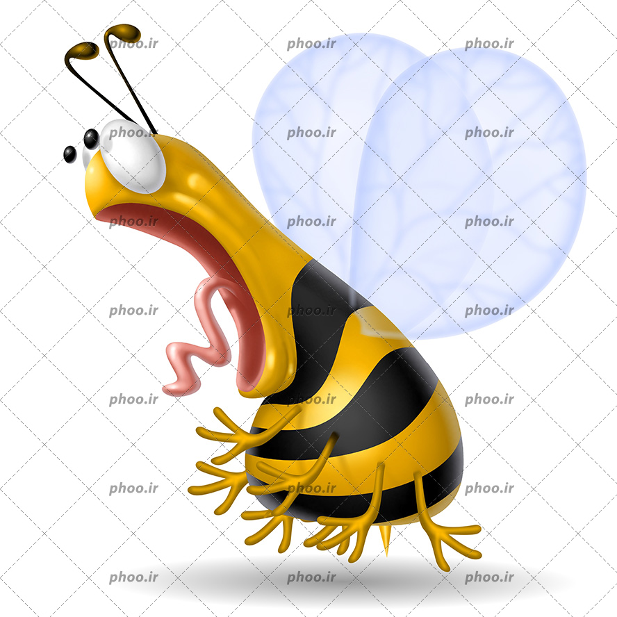 عکس با کیفیت کاراکتر زنبور عسل ترسیده در حال جیغ کشیدن