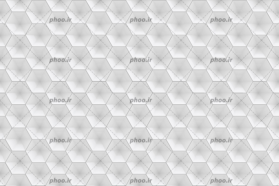 عکس با کیفیت کاغذ دیواری و پترن با طرح شش ضلعی ها در کنار یکدیگر به شکل لانه ی زنبور به رنگ سفید و قابل تکرار