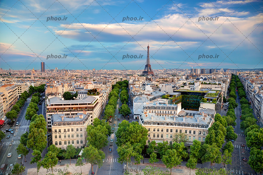 عکس برج ایفل پاریس فرانسه از نمای دور شهری