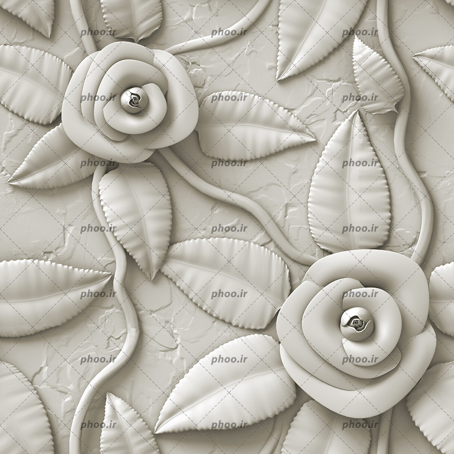 عکس با کیفیت گل های رز سفال به شکل سه بعدی مناسب برای کاغذ دیواری با قابلیت تکرار