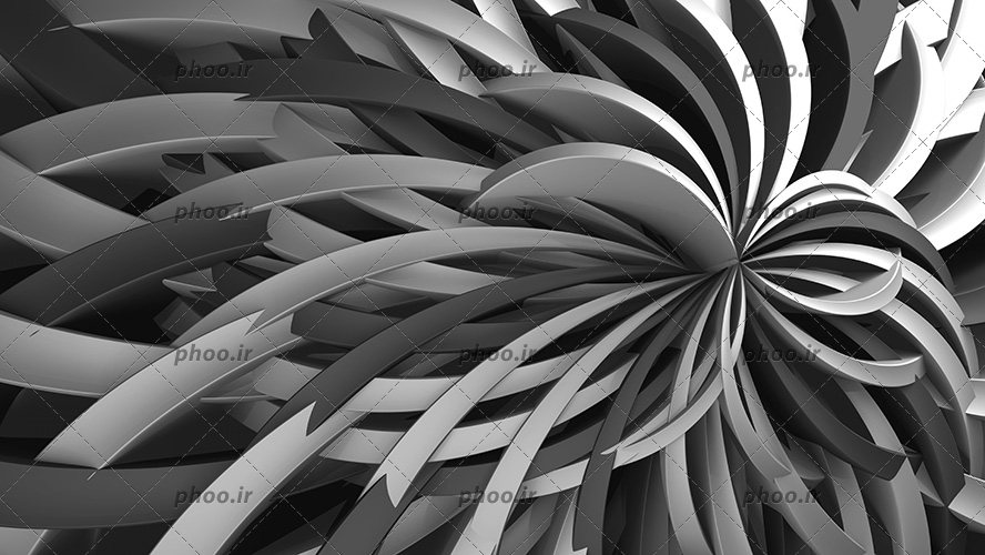 عکس با کیفیت نیم دایره های خاکستری روشن و خاکستری تیره در کنار یکدیگر به شکل گل از نمای نزدیک مناسب برای کاغذ دیواری های سه بعدی