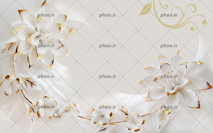 کاغذ دیواری سه بعدی با طرح گل های زیبا از جنس چینی
